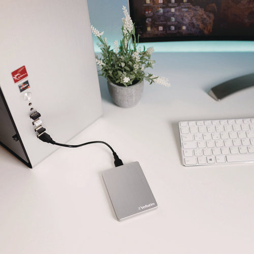 Image of Verbatim® Store n' Go ALU Slim Portable Hard Drive, 1 TB, USB 3.2 Gen 1, Silver