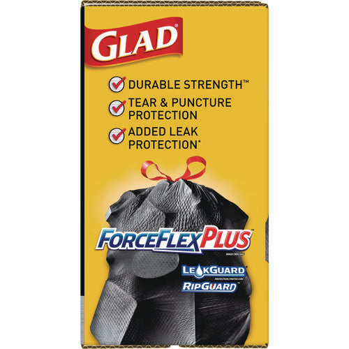 Image of Glad® Forceflexplus Drawstring Large Trash Bags, 30 Gal, 1.05 Mil, 30" X 32", Black, 70/box