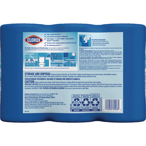 Image of Clorox® Disinfecting Wipes, Bleach Free Cleaning Wipes, 1-Ply, 7 x 8, Fresh Scent/Citrus Blend, White, 75/Canister, 3/Pack, 4/Carton