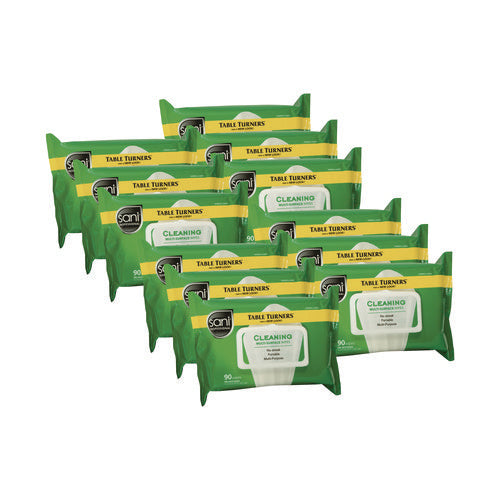 Image of Sani Professional® Multi-Surface Cleaning Wipes, 1-Ply, 11.5 x 7, Fresh Scent, White, 90 Wipes/Pack, 12 Packs/Carton