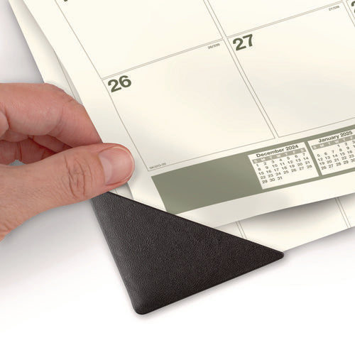 Image of AT-A-GLANCE® Recycled Monthly Desk Pad, 22 x 17, Sand/Green Sheets, Black Binding, Black Corners, 12-Month (Jan to Dec): 2025