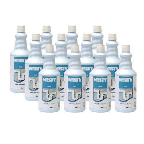 Image of Misty® Halt Liquid Drain Opener, 32 Oz Bottle, 12/carton
