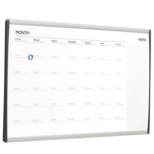 Image of Quartet® ARC Frame Cubicle Board, Monthly Planning/Scheduling Calendar, 30" x 18", White Magnetic Surface, Satin Aluminum Frame