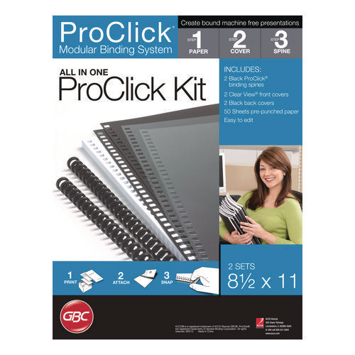 Image of GBC® Instant Report Kit, 5/16" Capacity, Clear/black Cover, Black Spine