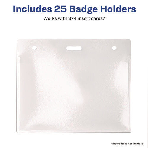 Image of Avery® Secure Top Heavy-Duty Badge Holders, Horizontal, 4w X 3h, Clear, 25/pack