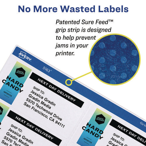 Image of Avery® White Shipping Labels-Bulk Packs, Inkjet/laser Printers, 2 X 4, White, 10/sheet, 250 Sheets/box