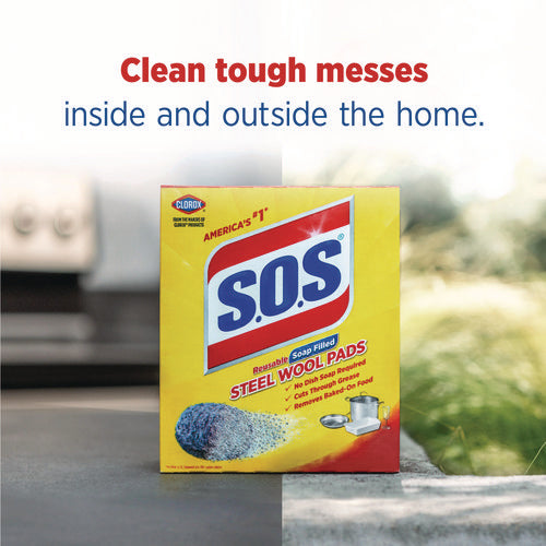 Image of S.O.S.® Steel Wool Soap Pad, Steel, 4/box, 24 Boxes/carton