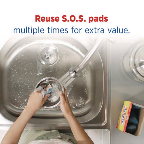 Image of S.O.S.® Steel Wool Soap Pad, Steel, 4/box, 24 Boxes/carton