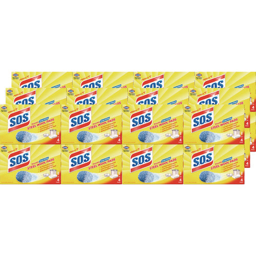 Image of S.O.S.® Steel Wool Soap Pad, Steel, 4/box, 24 Boxes/carton