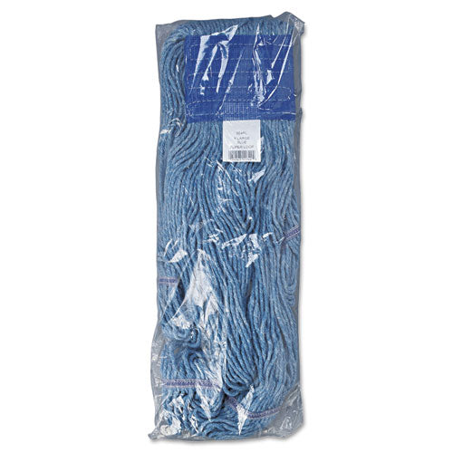 Image of Boardwalk® Super Loop Wet Mop Head, Cotton/synthetic Fiber, 5" Headband, X-Large Size, Blue, 12/carton