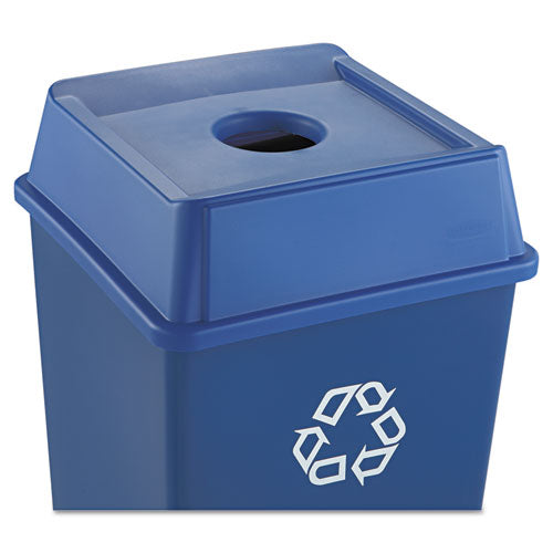 Image of Rubbermaid® Commercial Untouchable Bottle and Can Recycling Top, Round Opening,  20.13w x 20.13d x 6.25h, Blue