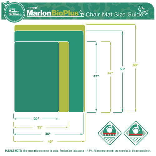 Image of Floortex® Ecotex Marlon BioPlus Rectangular Polycarbonate Chair Mat for Hard Floors, Rectangular, 35" w x 47" l, Clear