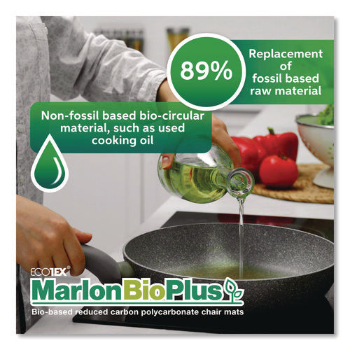 Image of Floortex® Ecotex Marlon BioPlus Rectangular Polycarbonate Chair Mat for Hard Floors, Rectangular, 46" w x 60" l, Clear