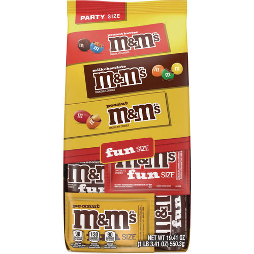 Image of M & M's® M and M'S Milk Chocolate, Peanut and Peanut Butter Variety Pack Fun Size Chocolate Candy Assortment, 19.41 oz Bag
