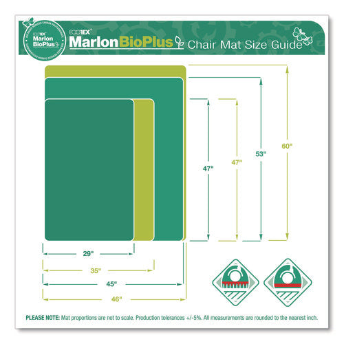 Image of Floortex® Ecotex Marlon BioPlus Rectangular Polycarbonate Chair Mat for Hard Floors, Rectangular, 46" w x 60" l, Clear
