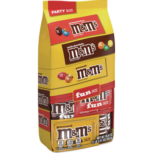Image of M & M's® M and M'S Milk Chocolate, Peanut and Peanut Butter Variety Pack Fun Size Chocolate Candy Assortment, 19.41 oz Bag