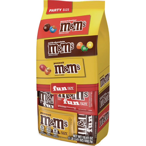 Image of M & M's® M and M'S Milk Chocolate, Peanut and Peanut Butter Variety Pack Fun Size Chocolate Candy Assortment, 19.41 oz Bag