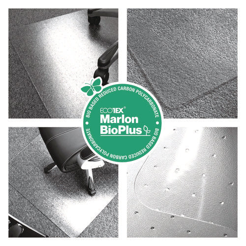 Image of Floortex® Ecotex Marlon BioPlus Rectangular Polycarbonate Chair Mat for Low/Medium Pile Carpets, Rectangular, 35" w  x 47" l, Clear
