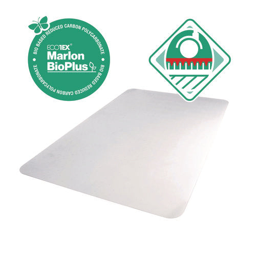Image of Floortex® Ecotex Marlon BioPlus Rectangular Polycarbonate Chair Mat for Low/Medium Pile Carpets, Rectangular, 45" w  x 53" l, Clear