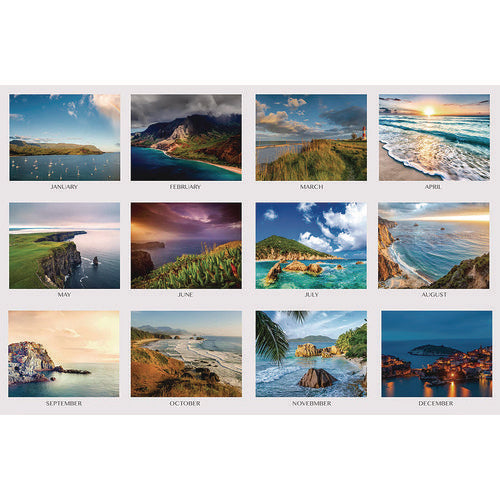 Image of House of Doolittle Recycled Earthscapes Desk Pad Calendar, Seascapes Photography, 18.5 x 13, Black Binding/Corners,12-Month (Jan to Dec): 2025