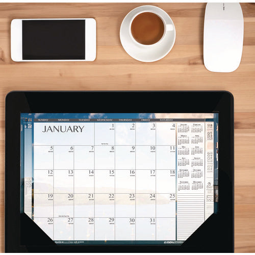 Image of House of Doolittle Recycled Earthscapes Desk Pad Calendar, Seascapes Photography, 18.5 x 13, Black Binding/Corners,12-Month (Jan to Dec): 2025
