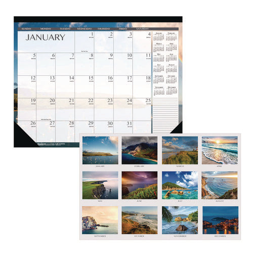 Image of House of Doolittle Recycled Earthscapes Desk Pad Calendar, Seascapes Photography, 18.5 x 13, Black Binding/Corners,12-Month (Jan to Dec): 2025