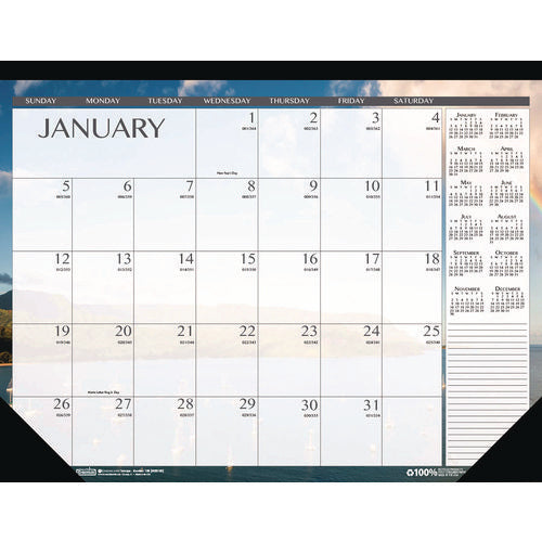 Image of House of Doolittle Recycled Earthscapes Desk Pad Calendar, Seascapes Photography, 18.5 x 13, Black Binding/Corners,12-Month (Jan to Dec): 2025