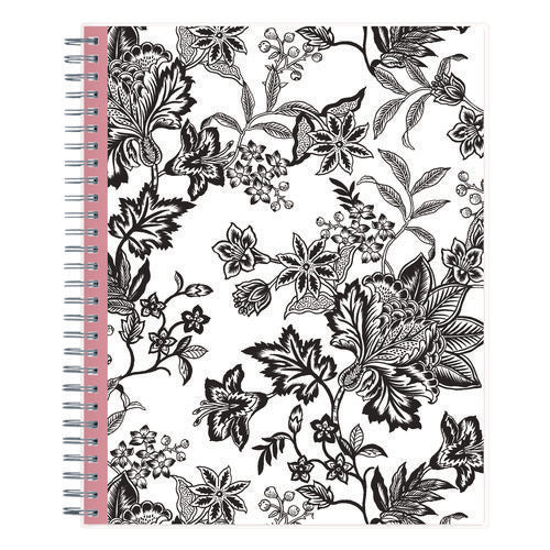 Image of Blue Sky® Analeis Monthly Planner, Floral Artwork, 10 x 8, White/Black/Coral Cover, 12-Month (Jan to Dec): 2025