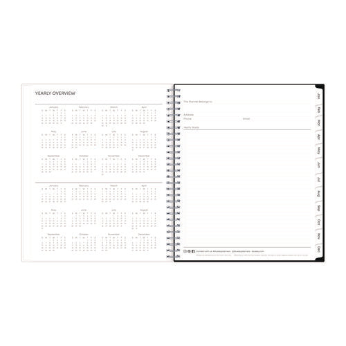 Image of Blue Sky® Analeis Monthly Planner, Floral Artwork, 10 x 8, White/Black/Coral Cover, 12-Month (Jan to Dec): 2025
