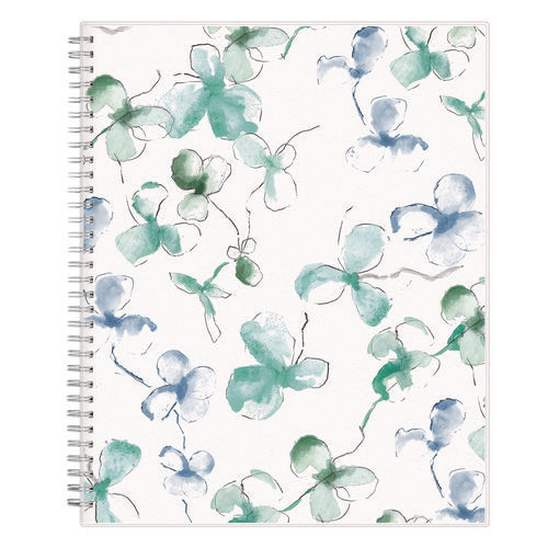 Image of Blue Sky® Lindley Weekly/Monthly Planner, Floral Artwork, 11 x 8.5, White/Blue/Green Cover, 12-Month (Jan to Dec): 2025