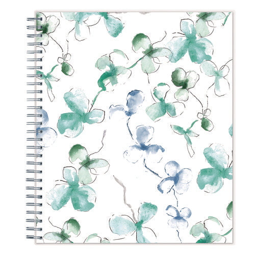 Image of Blue Sky® Lindley Monthly Planner, Floral Artwork, 10 x 8, White/Blue/Green Cover, 12-Month (Jan to Dec): 2025
