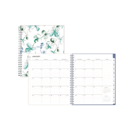 Image of Blue Sky® Lindley Monthly Planner, Floral Artwork, 10 x 8, White/Blue/Green Cover, 12-Month (Jan to Dec): 2025