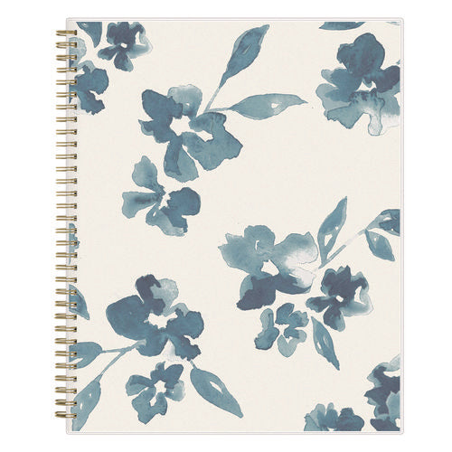 Image of Blue Sky® Bakah Blue Weekly/Monthly Planner, Floral Artwork, 11 x 8.5, Blue/White Cover, 12-Month (Jan to Dec): 2025