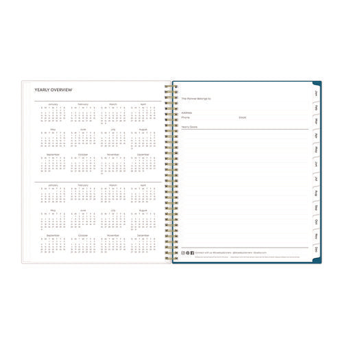 Image of Blue Sky® Bakah Blue Weekly/Monthly Planner, Floral Artwork, 11 x 8.5, Blue/White Cover, 12-Month (Jan to Dec): 2025