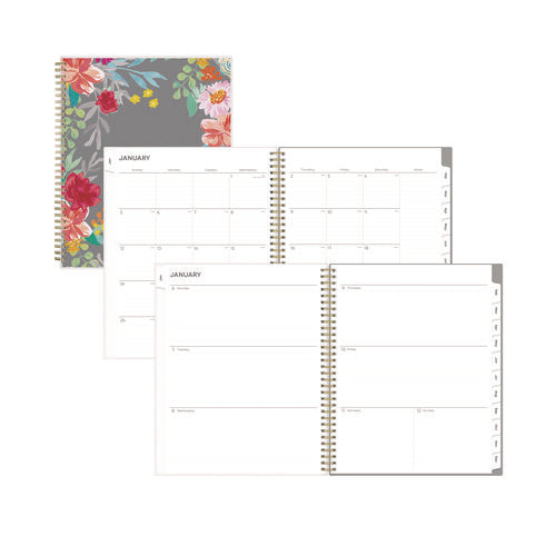 Image of Blue Sky® Sophie Frosted Weekly/Monthly Planner, Floral Artwork, 11 x 8.5, Multicolor Cover, 12-Month (Jan to Dec): 2025