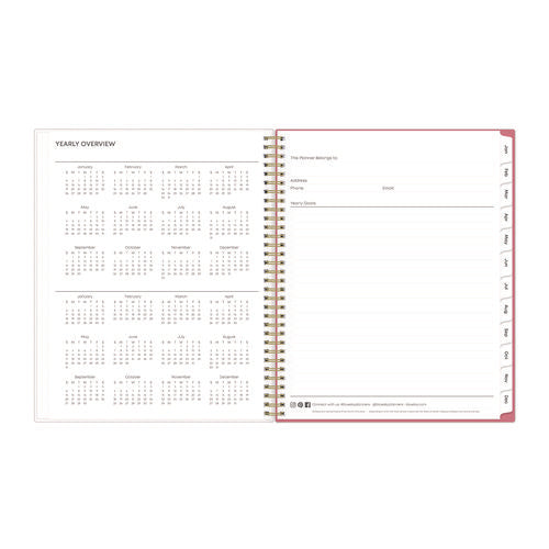 Image of Blue Sky® Fly By Frosted Weekly/Monthly Planner, Butterflies Artwork, 11 x 8.5, Blush/Pink Cover, 12-Month (Jan to Dec): 2025