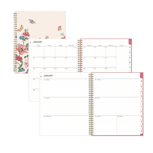 Image of Blue Sky® Fly By Frosted Weekly/Monthly Planner, Butterflies Artwork, 11 x 8.5, Blush/Pink Cover, 12-Month (Jan to Dec): 2025