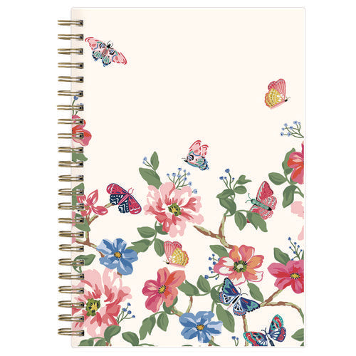 Image of Blue Sky® Fly By Frosted Weekly/Monthly Planner, Butterflies Artwork, 8 x 5, Blush/Pink Cover, 12-Month (Jan to Dec): 2025