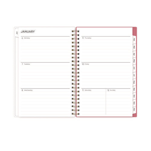 Image of Blue Sky® Fly By Frosted Weekly/Monthly Planner, Butterflies Artwork, 8 x 5, Blush/Pink Cover, 12-Month (Jan to Dec): 2025