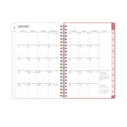 Image of Blue Sky® Fly By Frosted Weekly/Monthly Planner, Butterflies Artwork, 8 x 5, Blush/Pink Cover, 12-Month (Jan to Dec): 2025