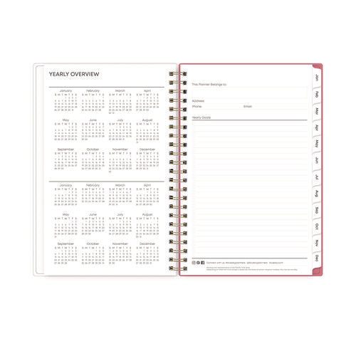 Image of Blue Sky® Fly By Frosted Weekly/Monthly Planner, Butterflies Artwork, 8 x 5, Blush/Pink Cover, 12-Month (Jan to Dec): 2025