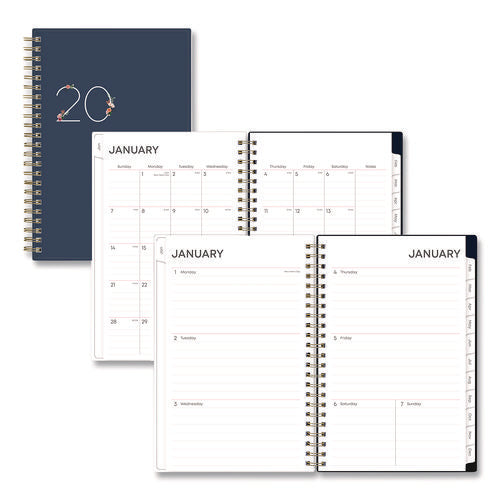 Image of Blue Sky® Ashlyn Weekly/Monthly Planner, Floral Artwork, 8 x 5, Navy/Multicolor Cover, 12-Month (Jan to Dec): 2025