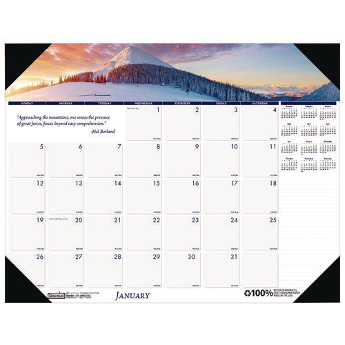 Image of House of Doolittle Earthscapes Recycled Monthly Desk Pad Calendar, Mountains of the World Photos, 22 x 17, Black Corners,12-Month(Jan-Dec): 2025