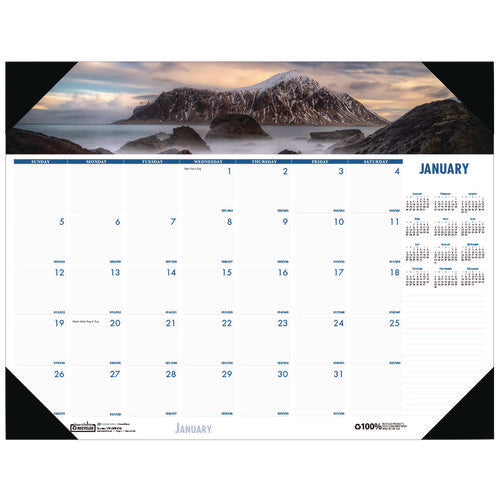 Image of House of Doolittle Earthscapes Recycled Monthly Desk Pad Calendar, Coastlines Photos, 18.5 x 13, Black Binding/Corners,12-Month (Jan-Dec): 2025