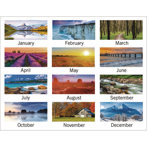 Image of AT-A-GLANCE® Landscape Panoramic Desk Pad, Landscapes Photography, 22 x 17, White Sheets, Clear Corners, 12-Month (Jan to Dec): 2025