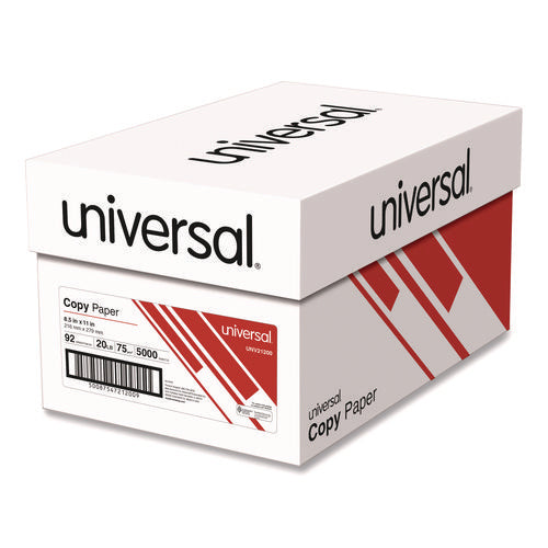 Image of Universal® Copy Paper, 92 Bright, 20 lb Bond Weight, 8.5 x 11, White, 500 Sheets/Ream, 10 Reams/Carton, 40 Cartons/Pallet