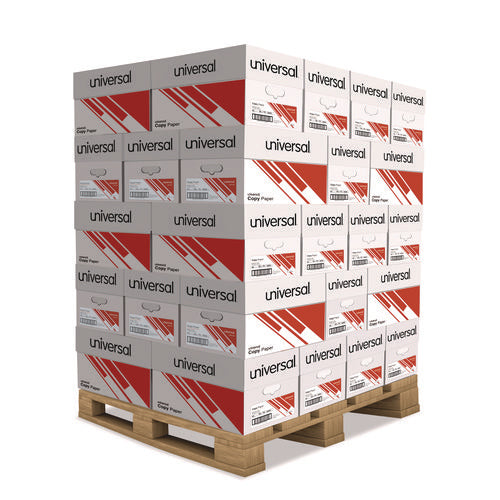 Image of Universal® Copy Paper, 92 Bright, 20 lb Bond Weight, 8.5 x 11, White, 500 Sheets/Ream, 10 Reams/Carton, 40 Cartons/Pallet