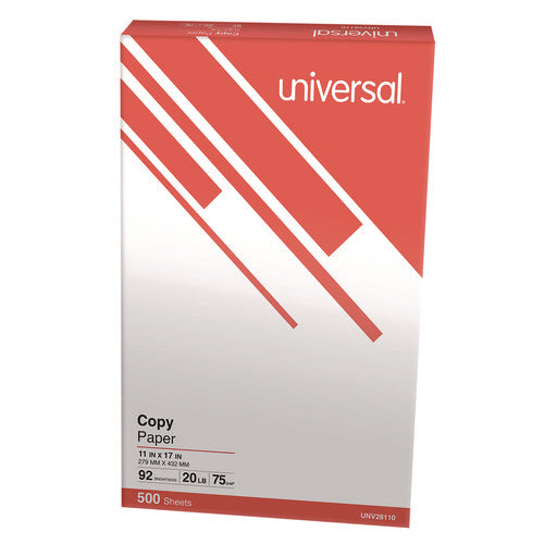 Image of Universal® Copy Paper, 92 Bright, 20 lb Bond Weight, 11 x 17, White, 500 Sheets/Ream