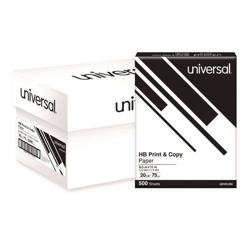 Image of Universal® High-Bright Multipurpose Paper, 20 lb Bond Weight, 8.5 x 11, White, 500 Sheets/Ream, 10 Reams/Carton, 40 Cartons/Pallet