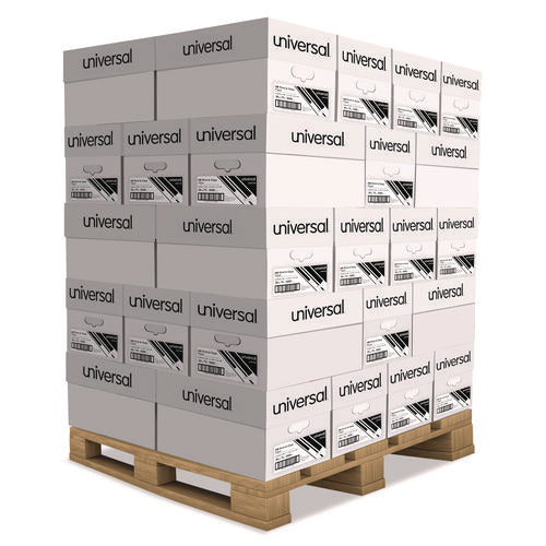 Image of Universal® High-Bright Multipurpose Paper, 20 lb Bond Weight, 8.5 x 11, White, 500 Sheets/Ream, 10 Reams/Carton, 40 Cartons/Pallet